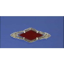 SPC MARQUISE CORNELIAN/MARCASITE BROOCH