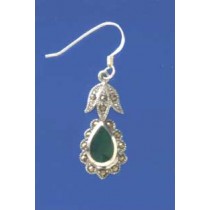 SPC GREEN AGATE/MARC TEARDROP DROPS    =