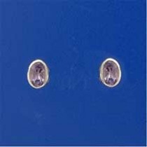 SPC 7x5mm OVAL AMETHYST RUBSET STUDS   =