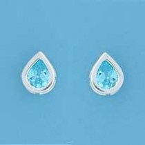 SPC 7mm BLUE STONE TEARDROP STUDS      =