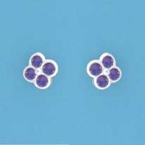 SPC PURPLE CZ CLOVER SHAPED STUDS      +