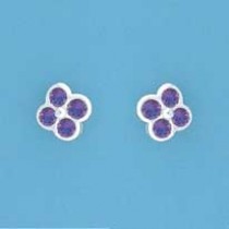 SPC PURPLE CZ CLOVER SHAPED STUDS      +