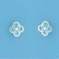 SPC BLUE CZ CLOVER SHAPED STUDS        +