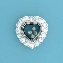 SPC FLOATING STONES CZ SET HEART STUDS