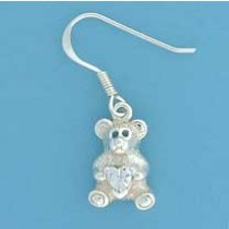 SPC TEDDY HOLDING HEART CZ DROP EARRING=