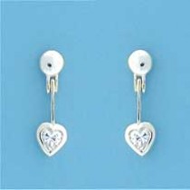 SPC STUD WITH HINGED HEART CZ DROP     =