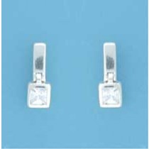 SPC BAR/HINGED SQ. CZ STUD EARRINGS    =
