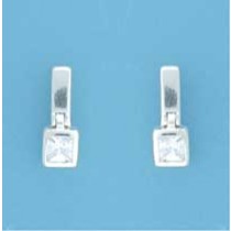 SPC BAR/HINGED SQ. CZ STUD EARRINGS    =