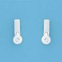 SPC BAR/HINGED CZ STUD EARRINGS