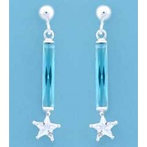 SPC BAGETTE BLUE STONE/CZ STAR DROPS   =
