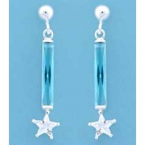 SPC BAGETTE BLUE STONE/CZ STAR DROPS   =