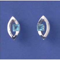 SPC 4mm SQ.BLUE STONE SET MARQUISE STUD