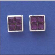 SPC SQ. 8MM AMETHYST STUDS