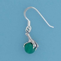 SPC GREEN AGATE BALL/CLAW DROP EARRINGS