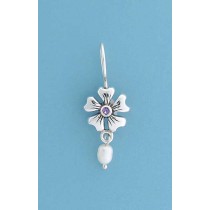SPC AMETHYST/PEARL HOOKWIRE FLOWER DROPS