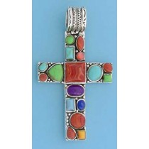 SPC MULTI STONE CROSS PENDANT          =