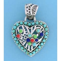 SPC MULTI STONE HEART PENDANT