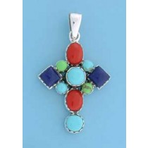 SPC MULTI STONE CROSS PENDANT          =