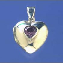 SPC 20mm HEART LOCKET/7mm HEART AMETHYST