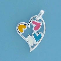 SPC MULTICOL ENAMEL TIF HEART PENDANT