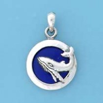 SPC BLUE STONE 17mm WHALE PENDANT      =