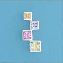 SPC MULTI-COL.SQUARE FANCY STONE PENDANT