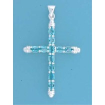 SPC 52x38mm OVAL BLUE STONE SET CROSS