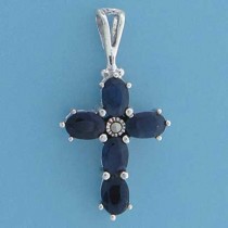 SPC 22x15mm 5 STONE SAPHIRE CROSS