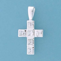 SPC 20x14mm 6 SQ CZ RUBSET CROSS       =