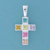 SPC 20x14mm 6 SQ CZ MULTI RUBSET CROSS =