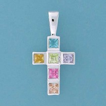 SPC 20x14mm 6 SQ CZ MULTI RUBSET CROSS =