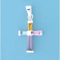SPC 20x15mm MULTI STONE BAGETTE CROSS  =