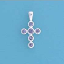 SPC 15x11mm PURPLE STONE CROSS         =