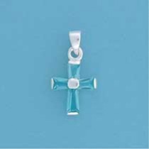 SPC 15x12mm BLUE STONE BAGETTE CROSS   =