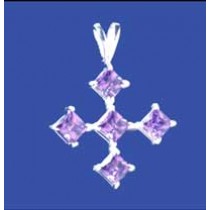 SPC PURPLE CZ 5 STONE FANCY CROSS