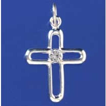 SPC CZ SET ROUNDED CUTOUT CROSS