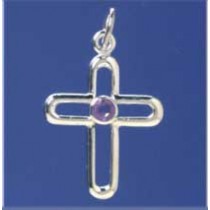 SPC AMETHYST SET ROUNDED CUTOUT CROSS