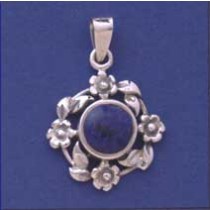 SPC ROUND FLOWER ASST STONE PENDANTS