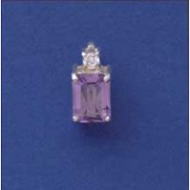 SPC RECTANGLE AMETHYST/ROUND CZ PENDANT