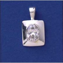 SPC 10x8 OVAL CZ SET IN 14x12 RECT PEN