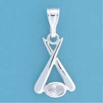 SPC OVAL CZ X SHAPED PENDANT           =