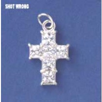 SPC 18x13mm SQ.CZ SET CROSS PENDANT    =