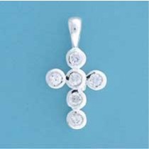 SPC 5 STONE CZ CROSS PENDANT           =