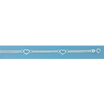SPC 3 ROW CURB BRACELET WITH HEARTS    =