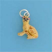 SPC SITTING UP PAINTED TABBY CAT CHARM =
