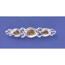 SPC 3 OVAL AMBER STONE CELTIC BROOCH