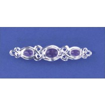 SPC 3 OVAL AMETHYST STONE CELTIC BROOCH=