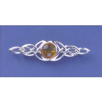 SPC 10mm ROUND AMBER CAST CELTIC BROOCH