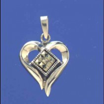 SPC SQ.MARCASITE SET FANCY HEART PEND  =