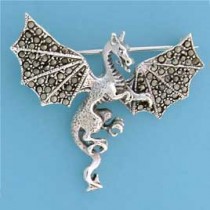 SPC MARCASITE FLYING DRAGON BROOCH     =